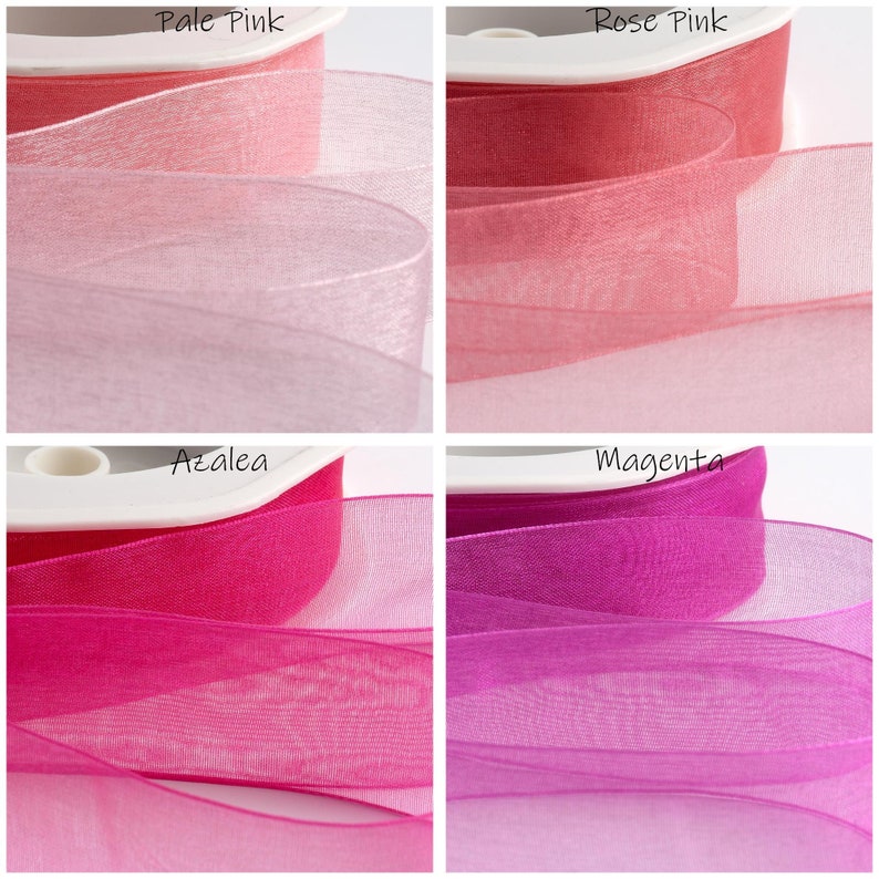 Organza Sheer Ribbon Chiffon Wedding Craft Sewing 1m Cut Lengths or Full Reel image 5