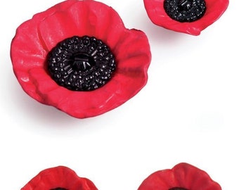 Poppy Buttons - Two Hole or Shank - 3 Sizes -  20mm 28mm 41mm - Remembrance Day