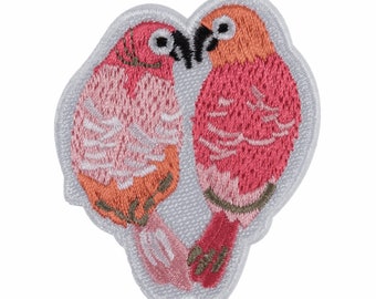 Love Birds Motif - Iron Sew On - Embroidered Applique