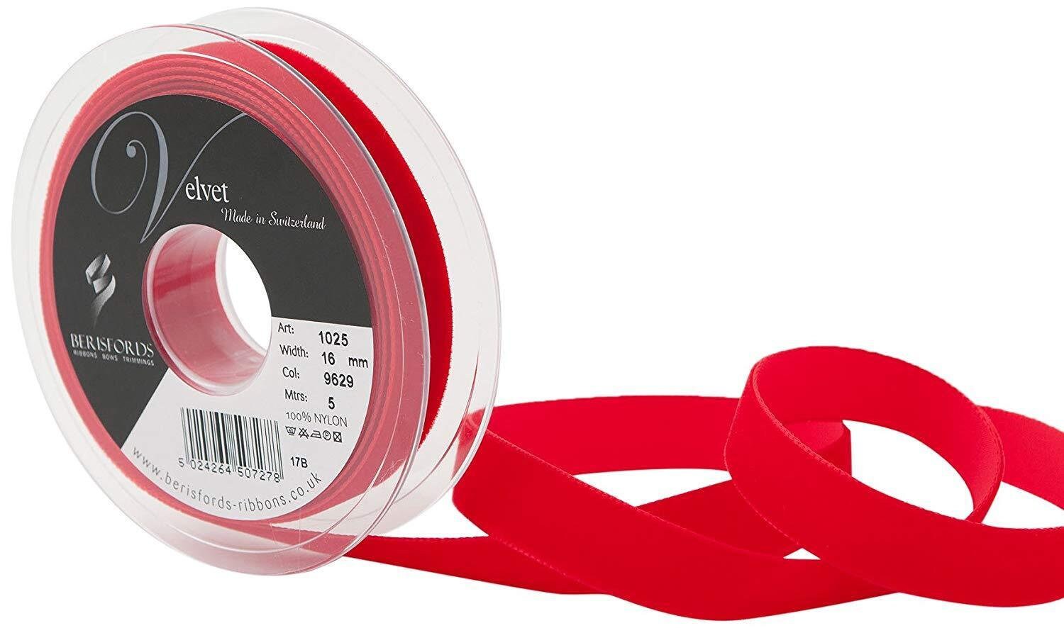Berisfords Williamsberg Blue Velvet Ribbon Cut Lengths 5 Widths Colour 9536