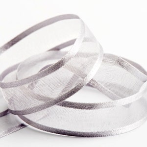 Zilver satijnen rand organza puur lint - gesneden lengtes of volledige spoel