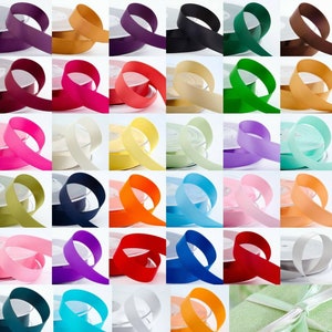 Ruban satin 38 mm à nouer double face - Bobine de 1 m ou 25 mètres, 41 couleurs
