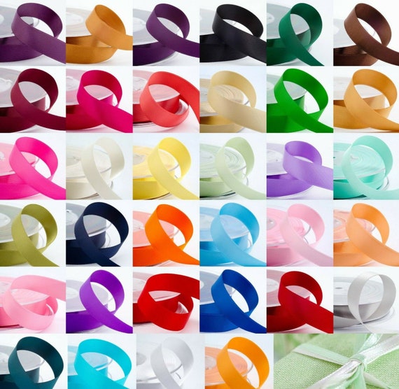 25mm Double Faced Satin Ribbon - Tying, Crafts, Sewing - 41 Colors
