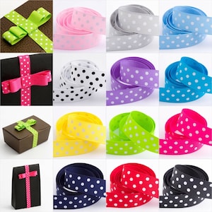 Ruban gros-grain à pois - 10 m x 15 mm / 25 mm - Cadeaux créatifs Pâques