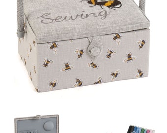 Hobby Gift Pre-Filled Sewing Craft Hobby Storage Box with Sewing Kit Included, Medium, Sewing Bee