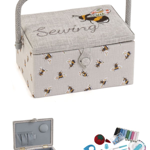 Hobby Gift Pre-Filled Sewing Craft Hobby Storage Box with Sewing Kit Included, Medium, Sewing Bee