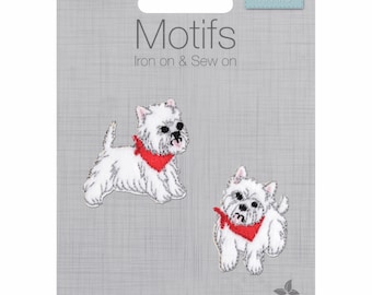 Westies Motif Iron Sew On Embroidered Patch Applique West Highland Terrier Trimits CFM2\028X