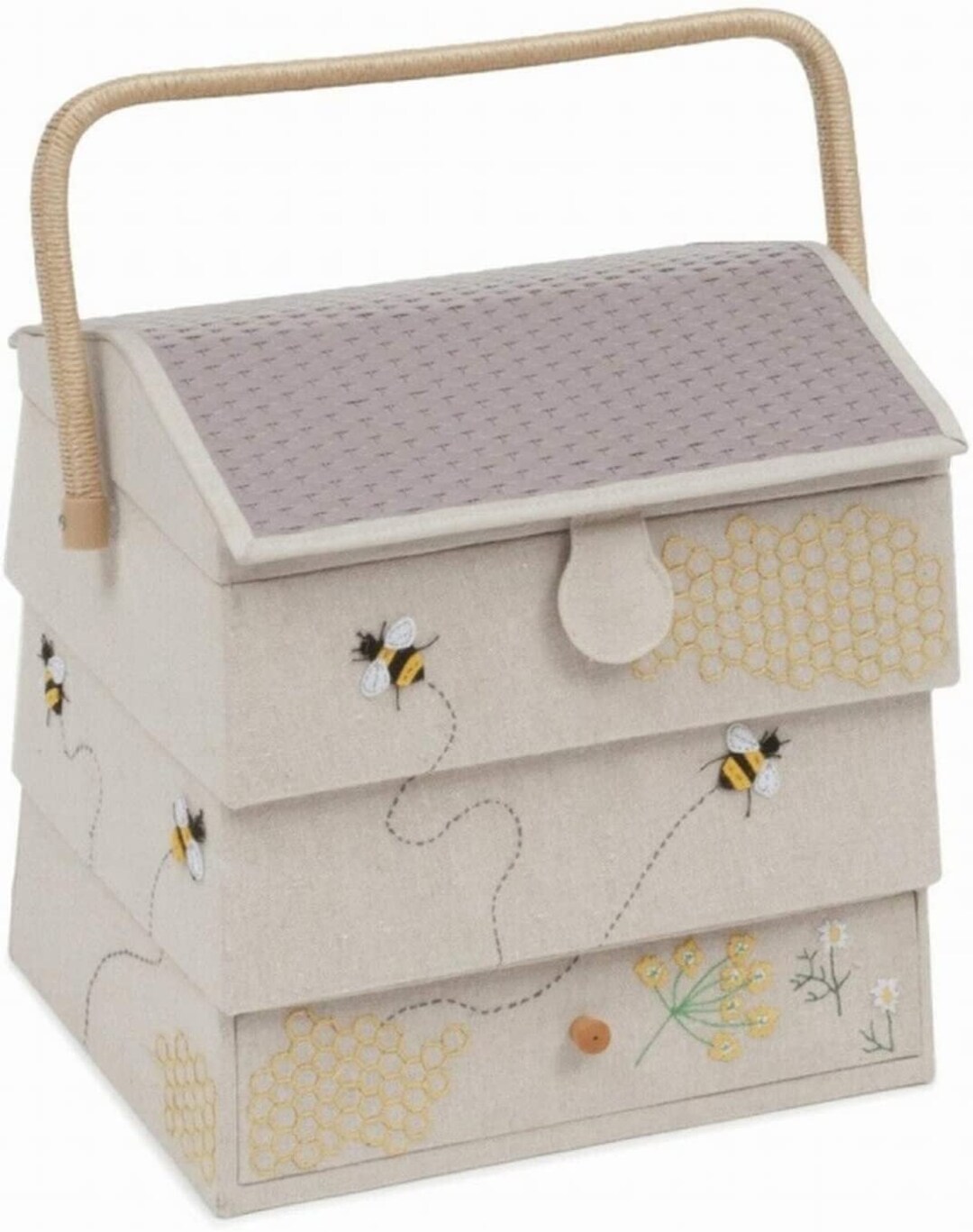 Hobbygift Large Shaped Sewing Box Embroidered Bee Hive Design Hobby Crafts Storage Basket Etsy
