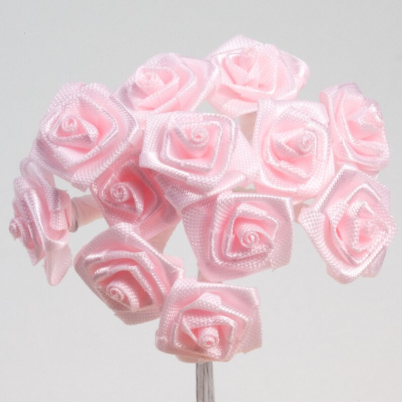 Miniature Ribbon Roses Flowers Bunch of 12 Cards Etsy UK