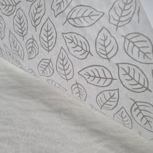 Japanese Tarasen Washi Rayon Tissue Sheet - White Textured Translucent Wrapping Paper - Leaves
