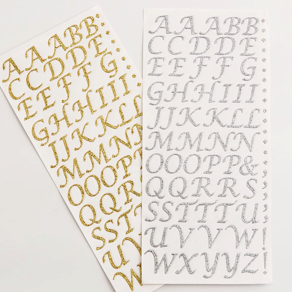 Self Adhesive 15mm Diamante Rhinestone Glitter Alphabet Letters - Gol…