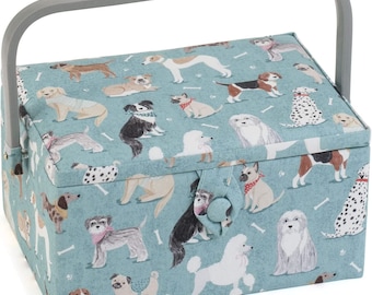 HobbyGift Large Sewing Box - Dogs Design - Hobby Crafts Storage Basket
