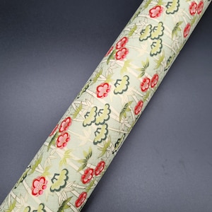 Yusenshi giapponese - Carta origami Washi/Chiyogami - Bambù foderato oro e fiori su verde