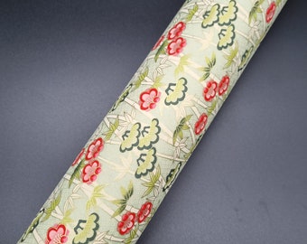 Yusenshi Japonês - Papel Origami Washi/Chiyogami - Bambu Forrado a Ouro e Flores em Verde