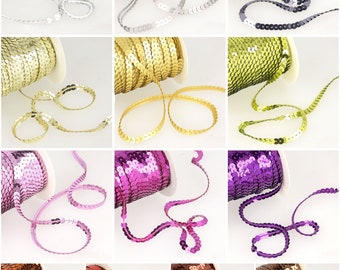 Sequin Trim 6mm x 1m Single Row Non Stretch - Dance Sewing Craft Costume