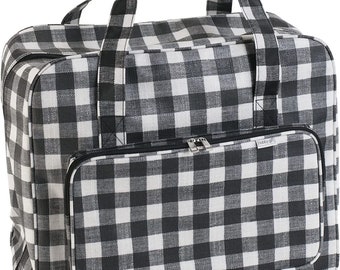 HobbyGift Sewing Machine Bag - Monochrome Gingham Design - Hobby Crafts Storage