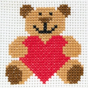Ed The Bear - Kit de punto de cruz contado con ancla - Kit de punto de cruz para niños/principiantes - 1er kit