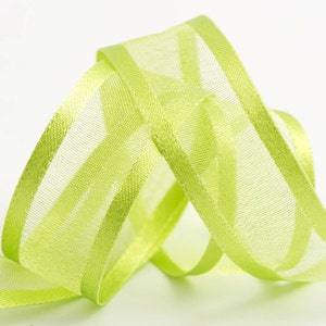 Lichtgroen organza puur lint met satijnen randen - gesneden lengtes of volledige spoel