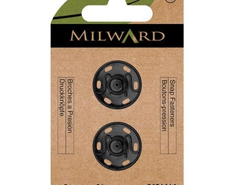 Broches a presión de 21 mm para coser: paquete de 2 negros, artículos de mercería Milward Green