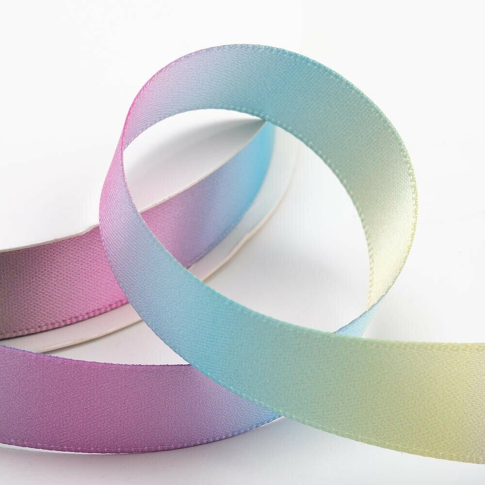 Pastel Rainbow Ribbon Double Sided Satin - 6mm - 38mm Fantasy Unicorn