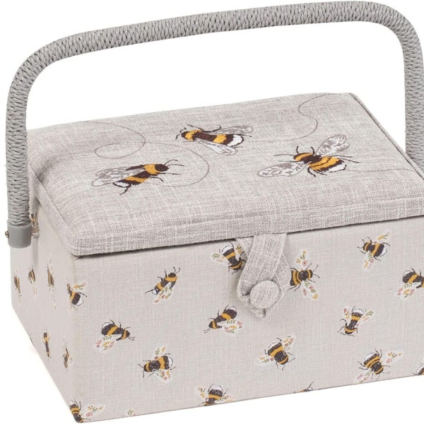 HobbyGift Medium Sewing Box - Beautiful Bees Design - Hobby Crafts Storage Basket