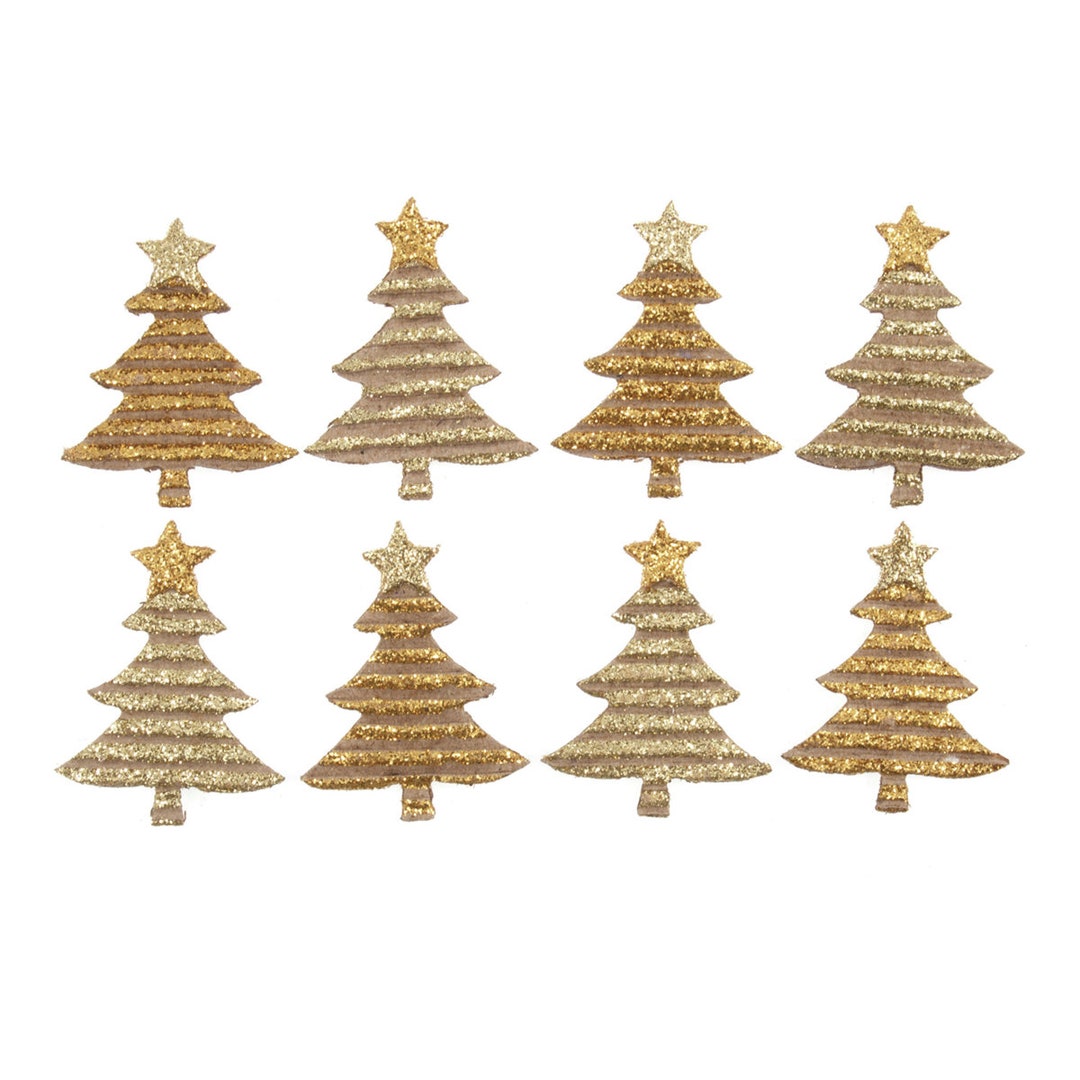 Gold Christmas Trees Craft for Occasions Self Adhesive 8 Pack