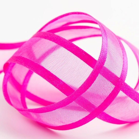 Fuchsia Pink Satin Edged Organza Sheer Ribbon Cut Lengths or | Etsy