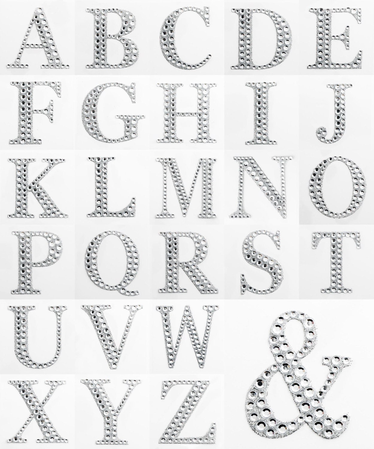 8 Silver Self-Adhesive Rhinestone Letter Stickers, Alphabet Stickers For  DIY Crafts - G