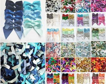 Satin Ribbon Bows - Mixed Packs 30 x 3cm Mini or 12 x 5cm Self Adhesive