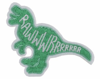 Rawr Dinosaur Motif - Iron Sew On - Embroidered Applique