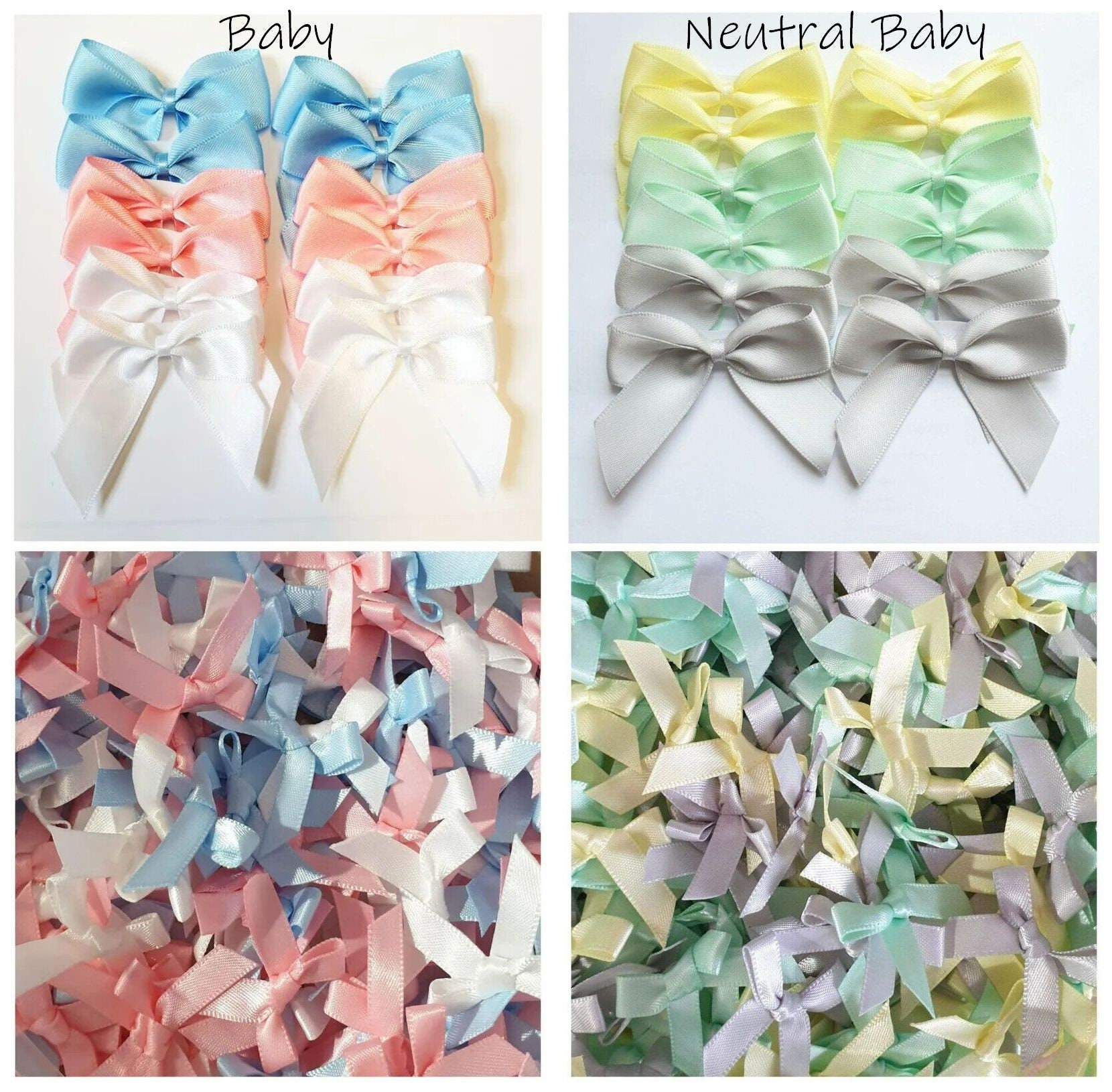 60 Pezzi Fiocchi Di Raso Autoadesivi - 5x6.3cm, Biadesivo, Per Regali, Decorazioni Feste, Baby Shower - Foto 14