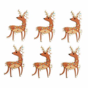 6 x rennes festifs - Embellissements d’artisanat de Noël auto-adhésifs