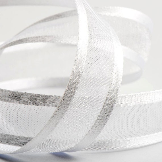 White Satin Edged Organza Sheer Ribbon - Cut Lengths or Full Reel