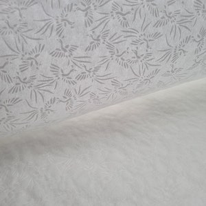 Japanese Tarasen Washi Rayon Tissue Sheet - White Textured Translucent Wrapping Paper - Flying Cranes #2