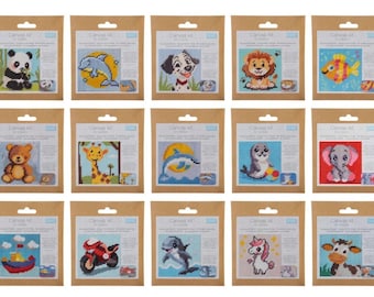 Kids Tapestry Kit Half Stitch Childrens Beginner Sewing 15 Designs Learn To 5+