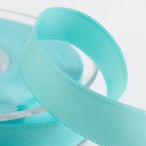 3mm 7mm 10mm 15mm 25mm 38mm 50mm DUCK EGG BLUE Satin Ribbon Double Side Roll Bow 