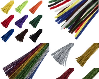 Chenille Sticks Pipe Cleaners 30cm 6mm 12mm Toy Making Kids Crafts - Trimits