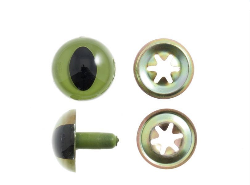 CATS GREEN SAFETY TOY EYES METAL BACKS 9 mm Soft Toy Animal Craft  x 4 sets 
