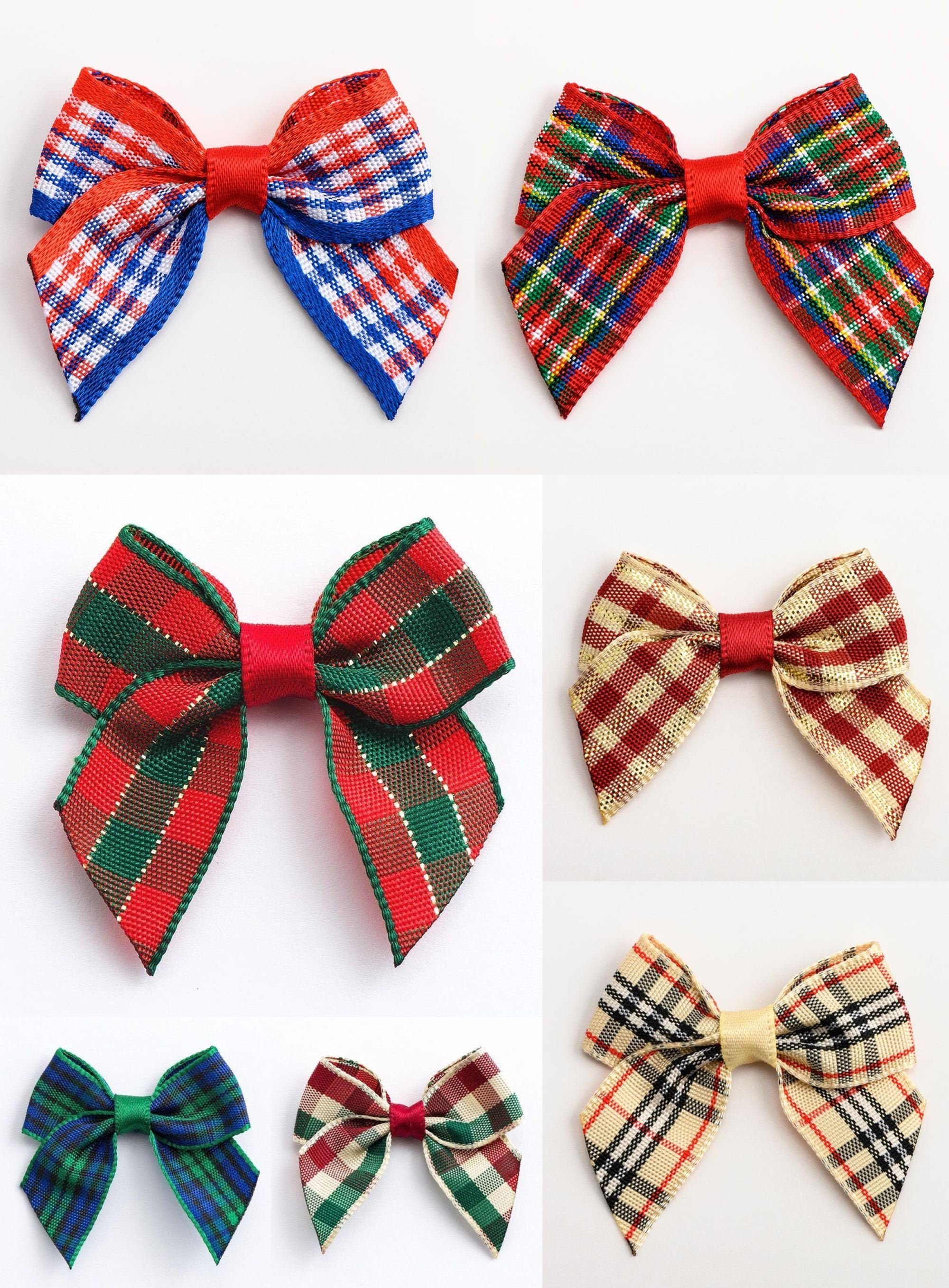 4cm Pre Tied Tartan Craft Bows Christmas Cards Favours - Etsy UK