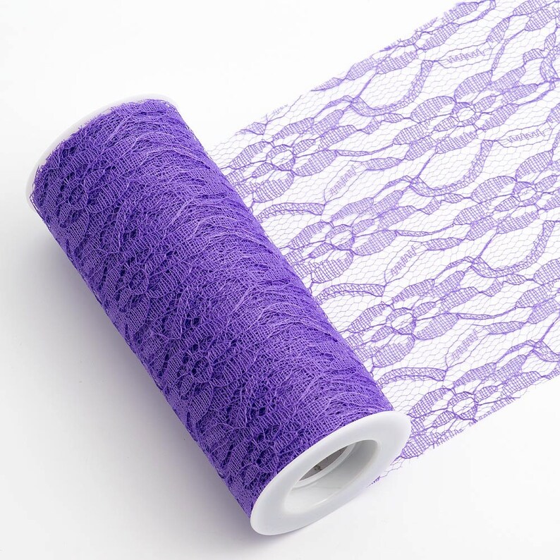 Full Roll Or 1m Sample Lace 15cm X 10m Purple Table Runner Chair Sash Bouquet Trim Vintage Wedding Party Decor