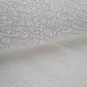 Foglio di carta velina giapponese Tarasen Washi Rayon - Carta da regalo traslucida testurizzata bianca - Swirl