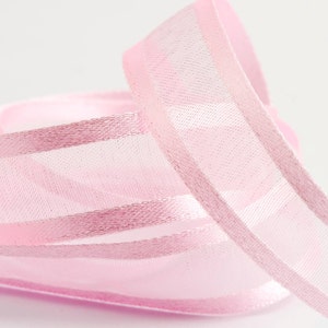 Blass Rosa Organza Satinband - Schnittlängen oder Full Reel