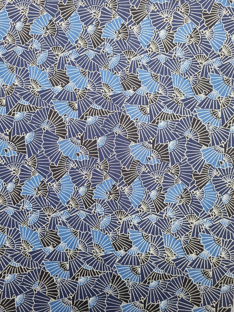 Japanese Aizomeshi Origami Paper Washi/Chiyogami Fans Indigo Dyed image 3