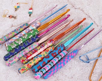 Milward Crochet Hooks - Soft Grip Clay Handle Colourful Patterns - 2mm - 6.5mm