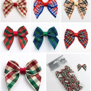 Fiocchi tartan - Nastro pre-annodato da 4 cm, 15 mm, confezione da 1, 6 o 12, biglietti di auguri per matrimonio e Natale
