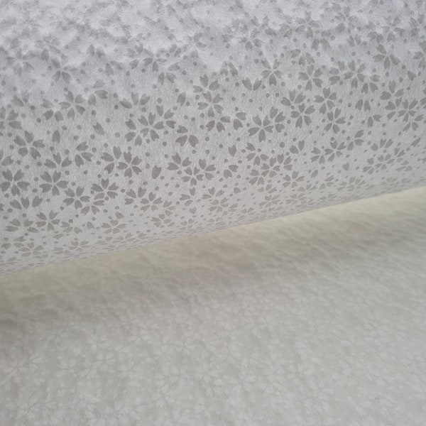 Feuille de tissu japonais Tarasen Washi Rayon - Papier d'emballage translucide texturé blanc - Motif floral RY338
