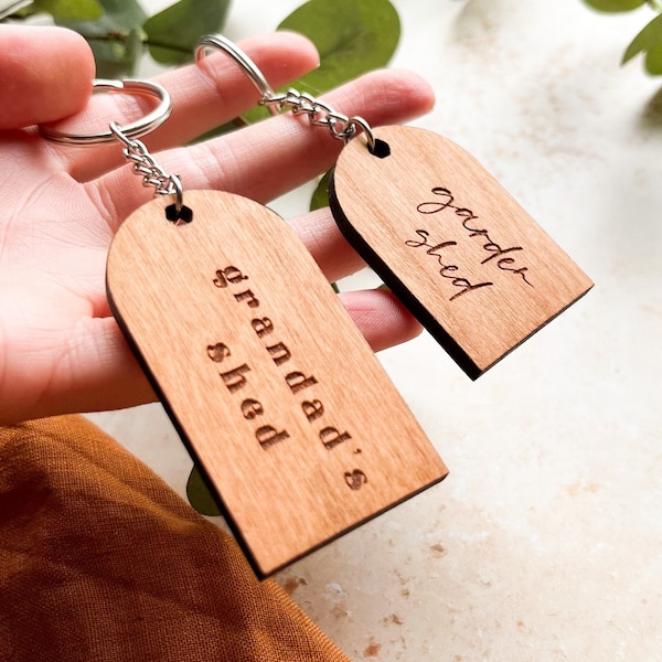 Personalised Wooden Arched Keyring, Personalised Gift, Large & Small Custom Keyring, Home Garage  Hotel Keyring, Engraved Keyring