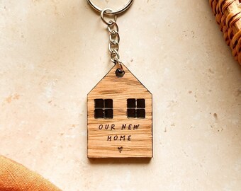 Wooden Housewarming Keyring, New Home Gift, Made in Scotland