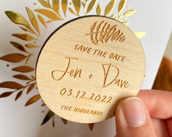 Fern Save the Date, Wooden Save the Date Magnet, Botanical Save the date, Rustic Save the Dates, Boho Wedding Magnet, Woodland Save the Date