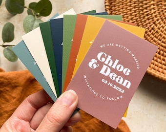 70s Retro Save the Date Cards: Mini Wedding Announcement